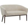 Christopher Knight Home Irelia Corduroy Recessed Arm Loveseat, Comfy Upholstery 2 Seater Sofa, Wooden Frame Living Room Chair, Mid-Century Modern Soft Seating Lounge Sofa, Beige + Walnut