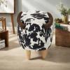 Christopher Knight Home Isana Cow-Shaped Ottoman, Cute Wood Foot Stool Shoes Changing Seat with Cushioned for Living Room, Bedroom, Playroom Porch Furniture, Black and White Velvet