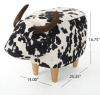 Christopher Knight Home Isana Cow-Shaped Ottoman, Cute Wood Foot Stool Shoes Changing Seat with Cushioned for Living Room, Bedroom, Playroom Porch Furniture, Black and White Velvet