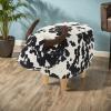 Christopher Knight Home Isana Cow-Shaped Ottoman, Cute Wood Foot Stool Shoes Changing Seat with Cushioned for Living Room, Bedroom, Playroom Porch Furniture, Black and White Velvet