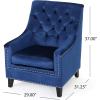 Christopher Knight Home Jaclyn Velvet Tufted Club Chair, Navy Blue / Natural