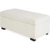 Christopher Knight Home Kaisa Rectangle Storage Ottoman, Wooden Frame Ottoman Bench with Large Seat for Living Room/Entryway, Comfy Seating Experience with Dense Foam Padding, Dark Grey(Beige)