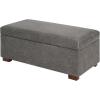 Christopher Knight Home Kaisa Rectangle Storage Ottoman, Wooden Frame Ottoman Bench with Large Seat for Living Room/Entryway, Comfy Seating Experience with Dense Foam Padding, Dark Grey(Dark Grey)