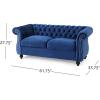 Christopher Knight Home Karen Traditional Chesterfield Loveseat Sofa, Navy Blue and Dark Brown, 61.75 x 33.75 x 27.75