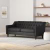 Christopher Knight Home Knouff Modern Glam Tufted Velvet 3 Seater Sofa(Black + Dark Brown)