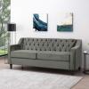 Christopher Knight Home Knouff Modern Glam Tufted Velvet 3 Seater Sofa(Gray + Dark Brown)