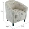 Christopher Knight Home Lixi Fabric Upholstered Accent Chair, Wooden Living Room Barrel Chair, Bedroom Comfy Reading Chair, Beige and Blue