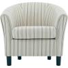 Christopher Knight Home Lixi Fabric Upholstered Accent Chair, Wooden Living Room Barrel Chair, Bedroom Comfy Reading Chair, Beige and Blue
