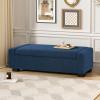 Christopher Knight Home Maddie Living Room Ottoman with Storage, Entryway Boucle Fabric Upholstered Storage Ottoman Bench, Rectangular Sofa Foot Stool, Bedroom End of Bed Bench, Shoe Organizer, Beige(Blue)