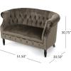 Christopher Knight Home Milani Tufted Scroll Arm Velvet Loveseat, Grey / Dark Brown(Grey / Dark Brown)