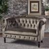 Christopher Knight Home Milani Tufted Scroll Arm Velvet Loveseat, Grey / Dark Brown(Grey / Dark Brown)