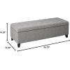 Christopher Knight Home Mission Fabric Storage Ottoman, Dark Blue, 18.75 x 50.50 x 16.00 inches(Grey fabric)