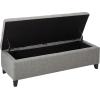Christopher Knight Home Mission Fabric Storage Ottoman, Dark Blue, 18.75 x 50.50 x 16.00 inches(Grey fabric)