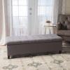 Christopher Knight Home Mission Fabric Storage Ottoman, Dark Blue, 18.75 x 50.50 x 16.00 inches(Grey fabric)