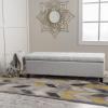 Christopher Knight Home Mission Fabric Storage Ottoman, Dark Blue, 18.75 x 50.50 x 16.00 inches(Light Grey fabric)