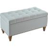 Christopher Knight Home Naja Ottoman Storage Bench, Modern Bed End Bench with Storage, Rectangular Ottoman Bench, Upholstered Storage Ottoman for Living Room, Entryway and Bedroom, Linen Beige(Linen Grey)