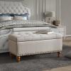 Christopher Knight Home Naja Ottoman Storage Bench, Modern Bed End Bench with Storage, Rectangular Ottoman Bench, Upholstered Storage Ottoman for Living Room, Entryway and Bedroom, Linen Beige(Linen Beige)