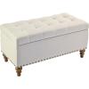 Christopher Knight Home Naja Ottoman Storage Bench, Modern Bed End Bench with Storage, Rectangular Ottoman Bench, Upholstered Storage Ottoman for Living Room, Entryway and Bedroom, Linen Beige(Linen Beige)