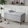 Christopher Knight Home Naja Ottoman Storage Bench, Modern Bed End Bench with Storage, Rectangular Ottoman Bench, Upholstered Storage Ottoman for Living Room, Entryway and Bedroom, Linen Beige(Linen Grey)