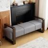 Christopher Knight Home Neapo Ottoman Bench, Ottoman with Armrest, Bench Chair, Rectangular Footstool, End of Bed Bench Seat, Linen Fabric Upholstery Ottoman for Living Room Bedroom Hall, Grey(Grey)