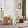 Christopher Knight Home Neapo Oval Ottoman, Upholstered Bench Ottoman, End of Bed Oval Bench Chair, Soft Fabric Footstool, Spacious Seating Chair for Living Room Bedroom Hallway, Light Camel