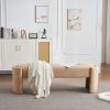 Christopher Knight Home Neapo Oval Ottoman, Upholstered Bench Ottoman, End of Bed Oval Bench Chair, Soft Fabric Footstool, Spacious Seating Chair for Living Room Bedroom Hallway, Light Camel