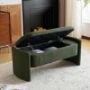 Christopher Knight Home Neapo Oval Storage Ottoman, Boucle Bench Ottoman, Storage Bench Chair, Hidden Space, End of Bed Upholstered Storage Bench for Living Room Bedroom Home Decor, Dark Green(Dark Green)