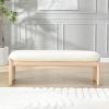 Christopher Knight Home Paxton Fabric Upholstered Ottoman Bench, Rectangular Foot Stools Ottoman, Entryway Wood Ottoman Footrest, Bedroom End of Bed Footstool,Living Room Sofa Extra Seat,Beige+Natural