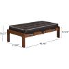 Christopher Knight Home Penley Modern Faux Leather Upholstered Ottoman Coffee Table, Wooden Rectangular Cocktail Ottoman, Living Room Sofa Footstool, Brown+Walnut(Dark Brown+walnut)