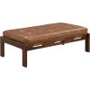 Christopher Knight Home Penley Modern Faux Leather Upholstered Ottoman Coffee Table, Wooden Rectangular Cocktail Ottoman, Living Room Sofa Footstool, Brown+Walnut(Brown+walnut)