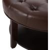 Christopher Knight Home Rumbrook Tufted Round Ottoman with Shelf – Faux Leather – Dark Brown/Espresso(Dark Brown)