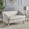 Christopher Knight Home Sheena Mid-Century Modern Fabric Loveseat, Beige / Natural(Beige / Natural)