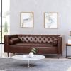 Christopher Knight Home Solomon Contemporary Tufted Deep Seated Sofa with Accent Pillows, Midnight Black and Espresso(Dark Brown and Espresso)