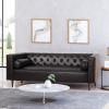 Christopher Knight Home Solomon Contemporary Tufted Deep Seated Sofa with Accent Pillows, Midnight Black and Espresso(Midnight Black and Espresso)