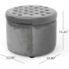 Christopher Knight Home Tiernan Round Velvet Upholstered Ottoman, Small Footrest Stool, End Side Table, Button Tufted Coffee Table, Wooden Frame Living Room Sofa Extra Seat with Nailhead, Light Gray(Light Gray)