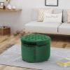 Christopher Knight Home Tiernan Round Velvet Upholstered Ottoman, Small Footrest Stool, End Side Table, Button Tufted Coffee Table, Wooden Frame Living Room Sofa Extra Seat with Nailhead, Light Gray(Green)