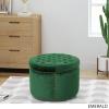 Christopher Knight Home Tiernan Round Velvet Upholstered Ottoman, Small Footrest Stool, End Side Table, Button Tufted Coffee Table, Wooden Frame Living Room Sofa Extra Seat with Nailhead, Light Gray(Green)