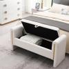Christopher Knight Home Upholstered Storage Ottoman, Teddy Fabric Bench with Solid Wood Legs, Comfortable Foot Rest Stool, Storage Bench for Bedroom End of Bed, Living Room, Dining Room, Green(White)