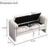 Christopher Knight Home Upholstered Storage Ottoman, Teddy Fabric Bench with Solid Wood Legs, Comfortable Foot Rest Stool, Storage Bench for Bedroom End of Bed, Living Room, Dining Room, Green(White)