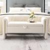 Christopher Knight Home Upholstered Storage Ottoman, Teddy Fabric Bench with Solid Wood Legs, Comfortable Foot Rest Stool, Storage Bench for Bedroom End of Bed, Living Room, Dining Room, Green(White)