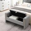Christopher Knight Home Upholstered Storage Ottoman, Teddy Fabric Bench with Solid Wood Legs, Comfortable Foot Rest Stool, Storage Bench for Bedroom End of Bed, Living Room, Dining Room, Green(Grey)