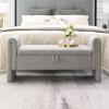 Christopher Knight Home Upholstered Storage Ottoman, Teddy Fabric Bench with Solid Wood Legs, Comfortable Foot Rest Stool, Storage Bench for Bedroom End of Bed, Living Room, Dining Room, Green(Grey)