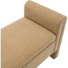 Christopher Knight Home Upholstered Storage Ottoman, Teddy Fabric Bench with Solid Wood Legs, Comfortable Foot Rest Stool, Storage Bench for Bedroom End of Bed, Living Room, Dining Room, Green(Khaki)