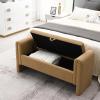 Christopher Knight Home Upholstered Storage Ottoman, Teddy Fabric Bench with Solid Wood Legs, Comfortable Foot Rest Stool, Storage Bench for Bedroom End of Bed, Living Room, Dining Room, Green(Khaki)
