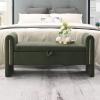Christopher Knight Home Upholstered Storage Ottoman, Teddy Fabric Bench with Solid Wood Legs, Comfortable Foot Rest Stool, Storage Bench for Bedroom End of Bed, Living Room, Dining Room, Green(Green)