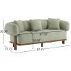 Christopher Knight Home Yule Living Room Wooden 3-Seater Sofa, Boucle Fabric Upholstered Lounge Sofa Couch, Home Office/Bedroom Sofa Chair with Accent Pillow, Comfy Reading Cloud Sofa, Black + Brown(Light Green + Brown)