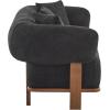 Christopher Knight Home Yule Living Room Wooden 3-Seater Sofa, Boucle Fabric Upholstered Lounge Sofa Couch, Home Office/Bedroom Sofa Chair with Accent Pillow, Comfy Reading Cloud Sofa, Black + Brown(Black + Brown)