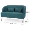 Great Deal Furniture Jordan Modern Fabric Loveseat with Hairpin Legs,Teal, Black,309517(Teal)