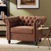 Lucine Traditional Chesterfield Club Chair, Cognac Brown and Dark Brown(Brown+dark Brown)