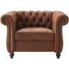 Lucine Traditional Chesterfield Club Chair, Cognac Brown and Dark Brown(Brown+dark Brown)